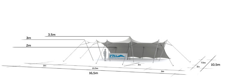 10.5x7.5m schéma 1 coté fermé